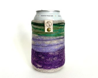 Wool Gifts for Her, Beer Sleeve Made in Milwaukee Wisconsin, Wool Felted Can Cover, Mom Gift, 7th Anniversary Gift for Wife