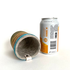 Wool Gifts for Her, Beer Sleeve Made in Milwaukee Wisconsin, Felted Can Cover, 7th Anniversary Gift for Wife, 12 oz. Bottle Hugger image 7