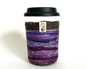 Coffee Tumbler with Lid and Cozy, Glass Travel Cup, Coffee Lovers Gift, Felt Tea Cozy with Lid, Tempered Glass Tea Cup, Raynaud’s Syndrome