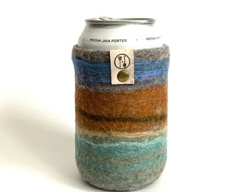 Can Coolers, Present for Her, Guy Gifts, 7th Anniversary, Wool Anniversary Gift, Sustainable Gifts, Teal Beer Sweater, Wool Bottle Sleeve