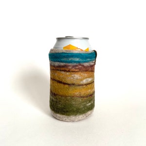 Wool Gifts for Her, Beer Sleeve Made in Milwaukee Wisconsin, Felted Can Cover, 7th Anniversary Gift for Wife, 12 oz. Bottle Hugger image 6