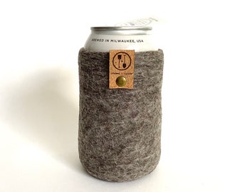 40th Birthday Gift, Can Cooler, Beer Hugger, Guy Gifts, Gift for Him, 7th Anniversary Gifts for Men, Wool Gift, Bottle Sleeve, Tallboy Beer