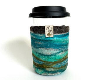 Glass Travel Mug, Coffee Tumbler with Lid and Wool Cozy, Tempered Glass Tea Cup, Lidded Mug with Felted Wool Sleeve, Sustainable Gifts