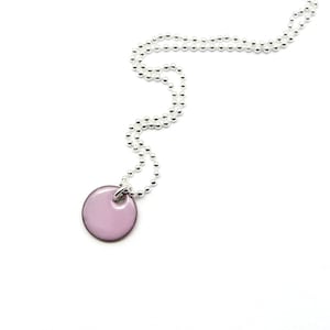 Tiny Charm Necklace, Small Pink Enamel Pendant with Delicate Sterling Silver Chain