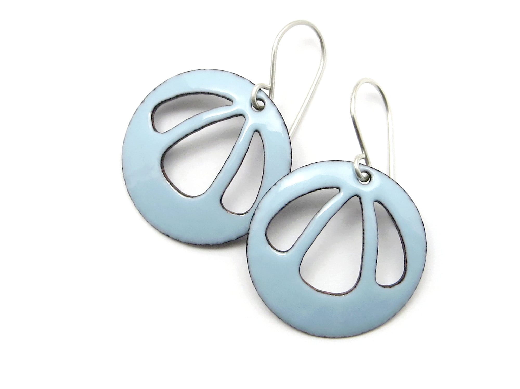 Light Blue Earrings With Sterling Silver Earwires, Enamel Jewelry in