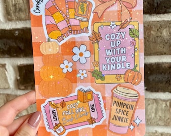 Orange Fall Kindle Insert/ Book Lovers/ E-reader/ bookish/ card stock/ books/ 11th generation / Book gift/ kindle gift / Girly Insert