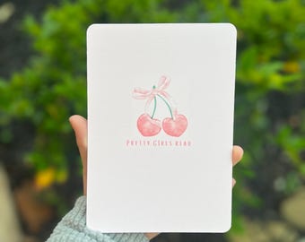 Pretty pink Kindle Inserts/ Book Lovers/ E-reader/ bookish/ card stock/ books/ 11th generation / Book gift/ kindle gift / bows / cherries