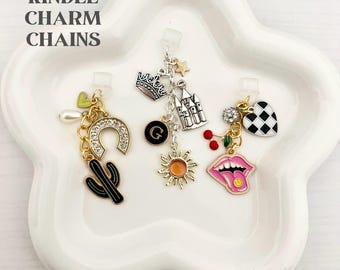 Kindle Charm Chains for Dust Plugs & Adhesive Heart Hooks / Kindle Accessories/ Book Gifts / Kindle Gifts / Type C / Micro USB / Lightning