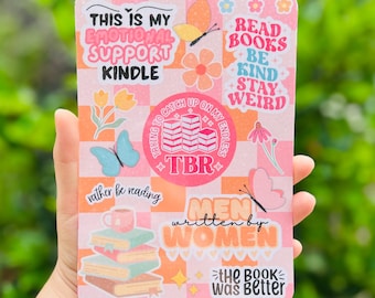 Checkered Kindle Insert/ Book Lovers/ E-reader/ bookish/ card stock/ books/ 11th generation / Book gift/ kindle gift / floral insert / pink