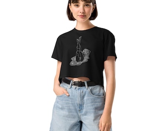 Yoni Wild Woman Tee, Midnight Edition (crop tops; gifts for her; goddess; divine feminine; feminist art; wild woman art; naked lady;women's)