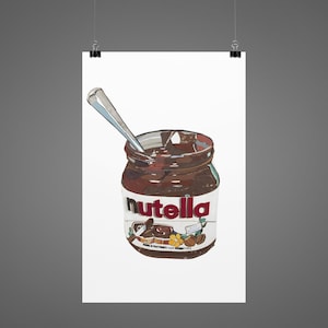 Nutella Glas Poster - Pop Art Nutella Illustration Wandkunst - Schokoladenaufstrich Druck - Lecker Foodie Küche Dekor Geschenk