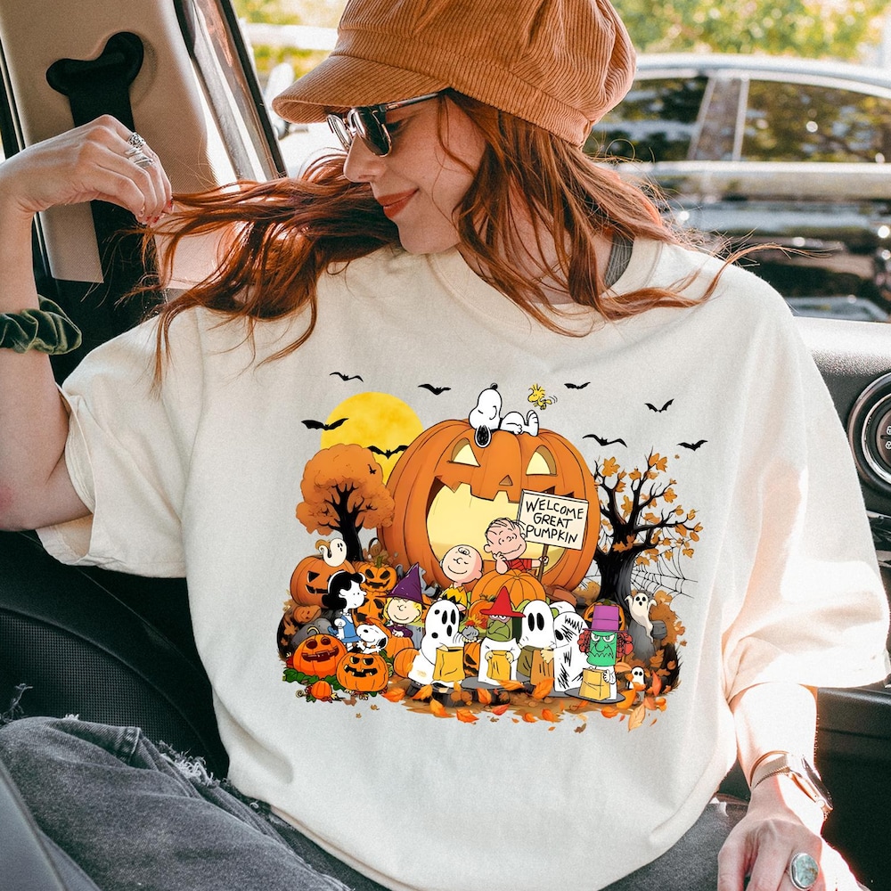 Comfort Colors Snoopy Great Pumpkin Halloween Shirt, Charlie Brown Fall Shirt, Cute Peanuts Halloween Crewneck, Kids Halloween T-Shirt Coolprintshirt