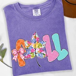 Whimsical Fall Png, Colorful Checkered Fall PNG, Fall Coquette PNG, Girly Floral Fall png, Coquette Bow Fall, Preppy Fall PNG