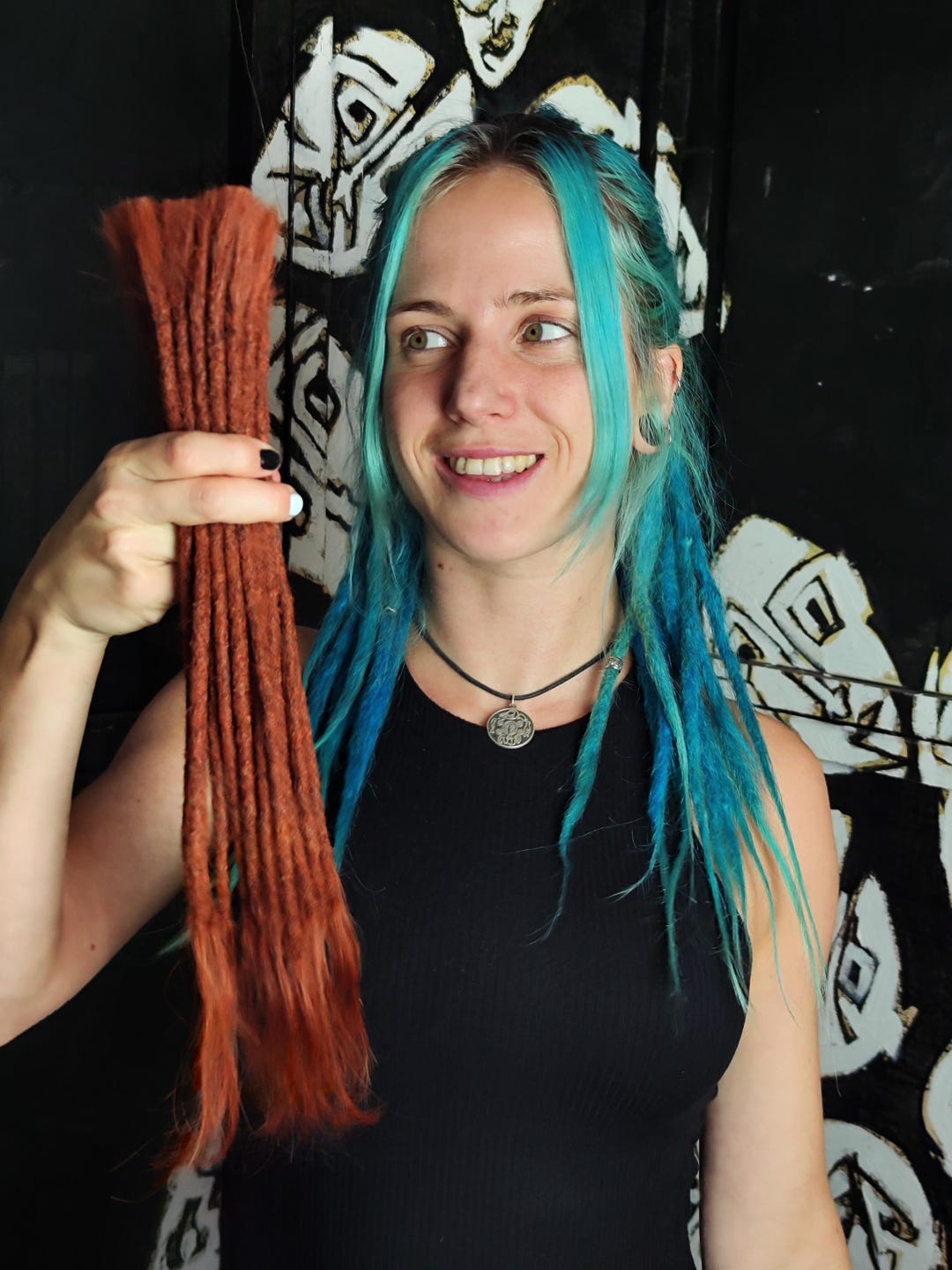 10 Pieces Dreadlock Dread Extensions Color Copper Real Hair Length 35 ...