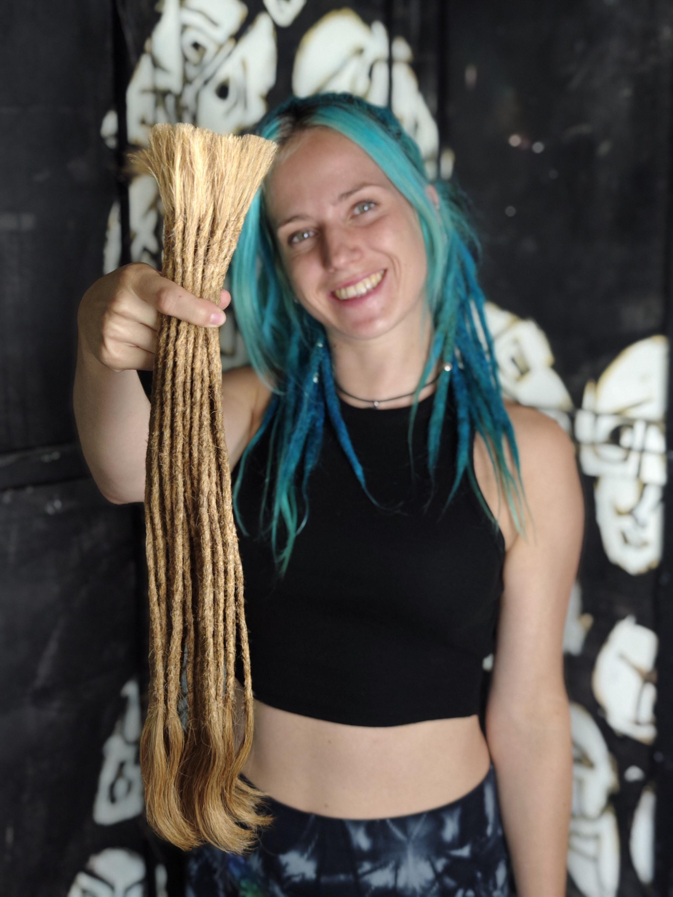 10 Pieces Dreadlock Dread Extensions Color Light Brown Real Hair Length ...
