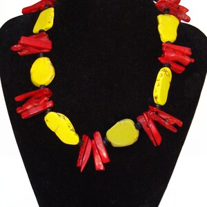 Dyed Ocean Jasper Red Coral Necklace