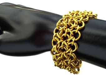 Gold Aluminium Double Link Chain Mail Bracelet