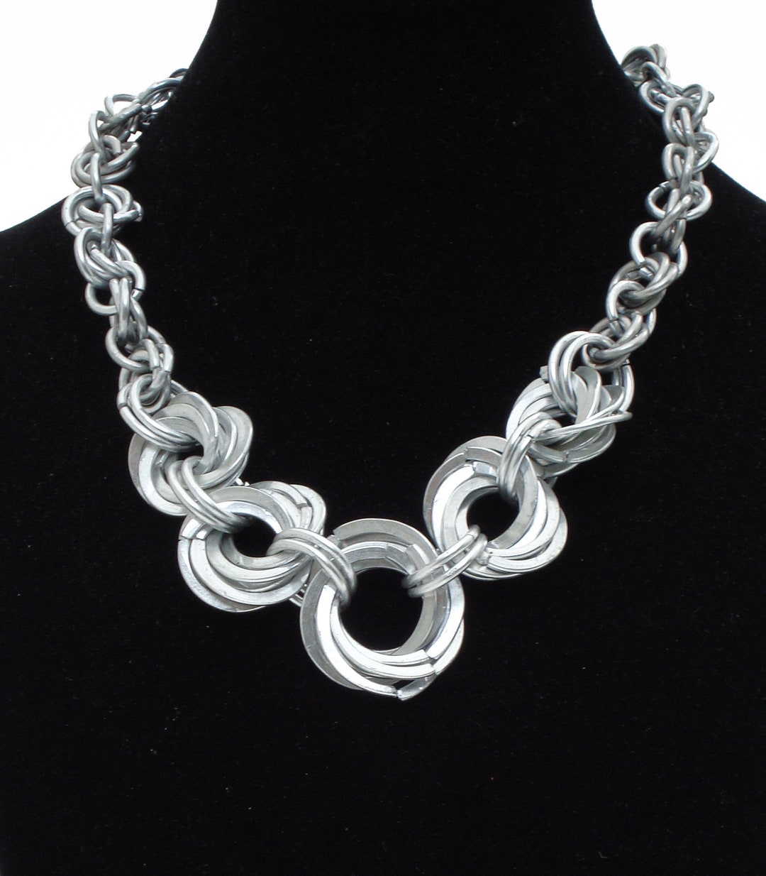 Silver Aluminium Graduated Rings Necklace - Etsy