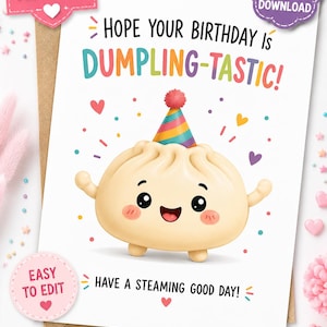 Kartka urodzinowa Squishy Dumpling | Kawaii Kids