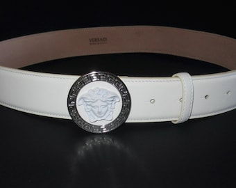 Versace Medusa Head Men's Leather Belt. Photoshoot Order. Fits 33 1/2 inches to 40 inches.  Retailed at 540 dollars. Never Worn. Excellent.