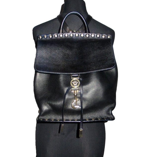 black leather backpack with gold studs Versace Gold Medusa Head Studded Black Leather Backpack. Vintage 2018.  Limited Edition. Photoshoot Order. Excellent Condition