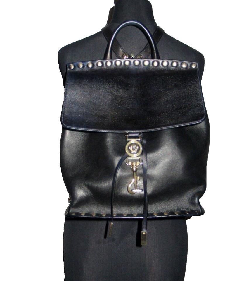 Versace Black Quilted Medusa Backpack/Bag with Gold hardware NEW $1,700 VERSACE Black Leather GOLD MEDUSA LOGO Quilted  main image 2