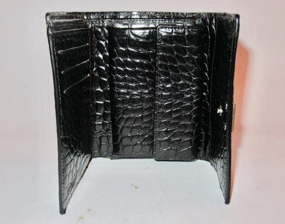 Versace Silver Studded Black Embossed Leather Wal… - image 5