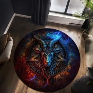 Baphomet Rug, Pentagram Rug, Goat Rug, Black Phillip Rug, Satan Rug, Room Decor, Custom Rug, Popular Rug, Living Room, Personalized Gift