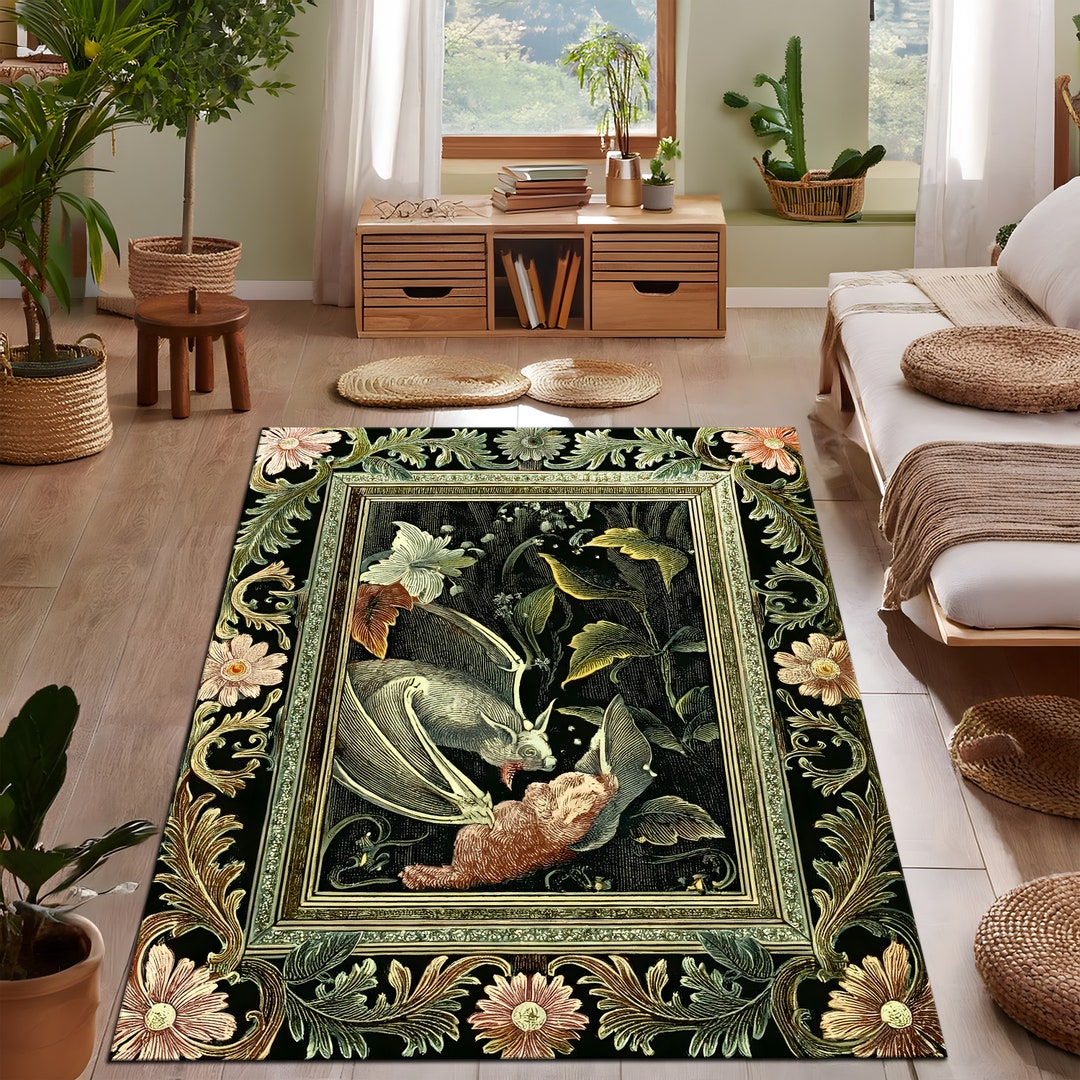 Floral Bat Rug: Goth Witchy Room Decor - Etsy