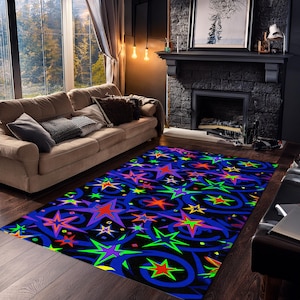Arcade Stars Rug, Bowling Alley Carpet, Arcade Bar Carpet, Retro Rug, Arcade Bar Rug, Arcade Rug, 80s Rug, Retro Arcade