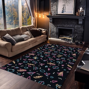 Arcade Stars Rug, Bowling Alley Carpet, Arcade Bar Carpet, Retro Rug, Arcade Bar Rug, Arcade Rug, 80s Rug, Retro Arcade