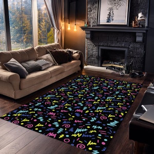 Arcade Stars Rug, Bowling Alley Carpet, Gamer Rug, Arcade Bar Carpet, Retro Rug, Arcade Bar Rug, Arcade Rug, 80s Rug, Retro Arcade