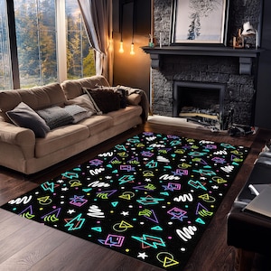 Arcade Stars Rug, Bowling Alley Carpet, Gamer Rug, Arcade Bar Carpet, Retro Rug, Arcade Bar Rug, Arcade Rug, 80s Rug, Retro Arcade