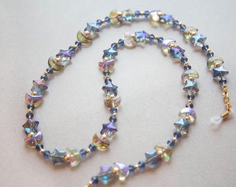 Dark Celestial Eyeglass Chain - Dark Moon & Stars Sunglass Holder