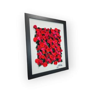 Corazon Red Rose 3D Flower Painting - Textured Rose Wall Art - Easy to Hang - Red Rose Artwork - Framed Art with Mat Border - Home or Office