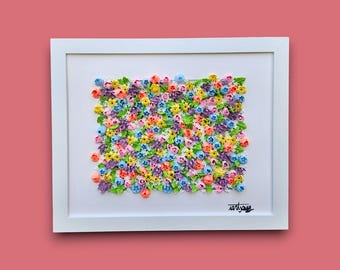 El aroma de la primavera (enmarcado): pintura floral 3D en tonos pastel, arte mural floral 3D, decoración para el hogar con temática de jardín, obra de arte para la oficina.