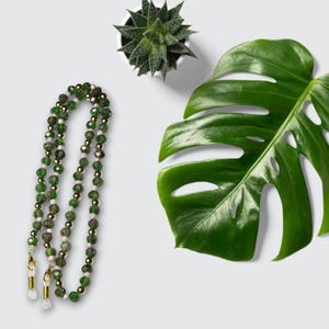 Green & Gold Eyeglass Chain Necklace: 14k Gold-Filled Beads, Hypoallergenic