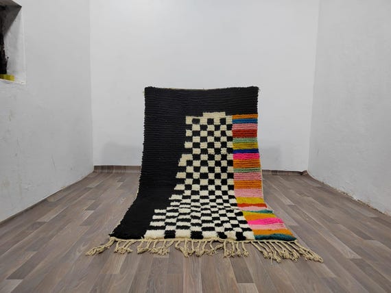 UNIQUE BENIOURAIN RUG, Moroccan Rug, Colorful Rug, multi color Rug, Handmade Rug, Handwoven Rug, Area Rug, Bohemian Rug, Funky Rug, Boho Rug