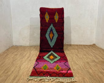 Vintage Moroccan runner rug, Colorful Boujad runner, Custom Moroccan Runner Rug, Berber runner rug
