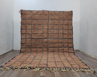 Moroccan rug brown - Beni ourain rug traditional - Handmade berber rug - Custom size rug - Living room rug - wool area rug - Minimalist rug