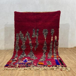 SHAGGY MOROCCO RUG, Red Boujaad Rug, Traditional Rug, Custom Moroccan Rug, Red Wool Rug, Handmade Rug, Bohemian Rug