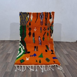 Custom Moroccan Orange Rug - Authentic Moroccan rug - Berber Carpet - Genuine Wool Rug - Handmade Rug - Orange Wool Rugs