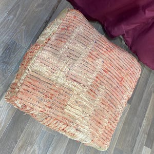 Unique, Moroccan Kilim Pouf, 20X20X7 Floor Pouf,Vintage Moroccan Ottoman, Beni Ourain Square Pouf,Yoga Meditation Cushion,Outdoor Beige