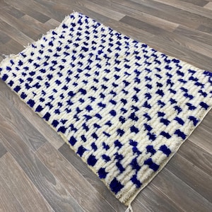 Moroccan rug blue ,Berber rug, Custom Moroccan rug ,Beni ourain rug ,Handmade rug ,Abstract Wool rug ,blue rug ,moroccan blue rug