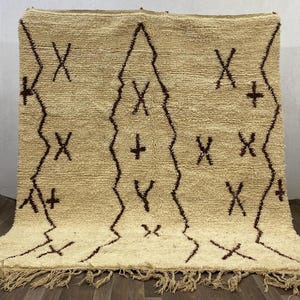 moroccan checkered rug, checkered morrocan rug, white and brown rug, checkered custom rug, light brown checkered rug, wool handmade rug.