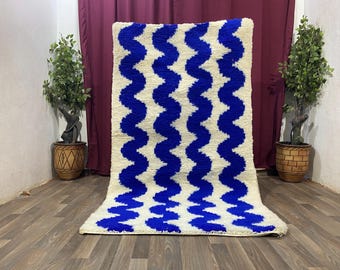 GORGEOUS BENIOURAIN CARPET, Moroccan Handmade Rug, Blue Rug, Living Room Rug, Handmade Wool Carpet, Azilal Berber Rug, Handwoven Rug