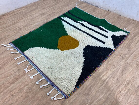 AMAZING BENIOURAIN RUG, Moroccan Rug, Handmade Wool Rug, Green Rug, Berber Carpet, Moroccan Wool Rug