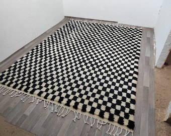 Custom Beni ourain rug, Handmade Berber carpet, Wool Morocco area rug, Living room rug, soft area rug, berber teppich, White and Black rug