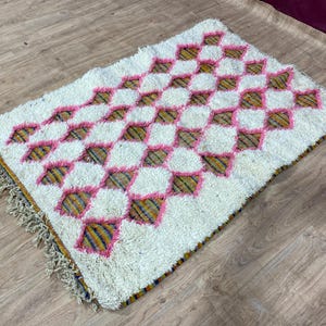 Moroccan rug pink - Beni ourain rug - Wool berber rug - Custom rug - Handmade rug - Pink rug - Free shipping - Moroccan pink rug - Pink