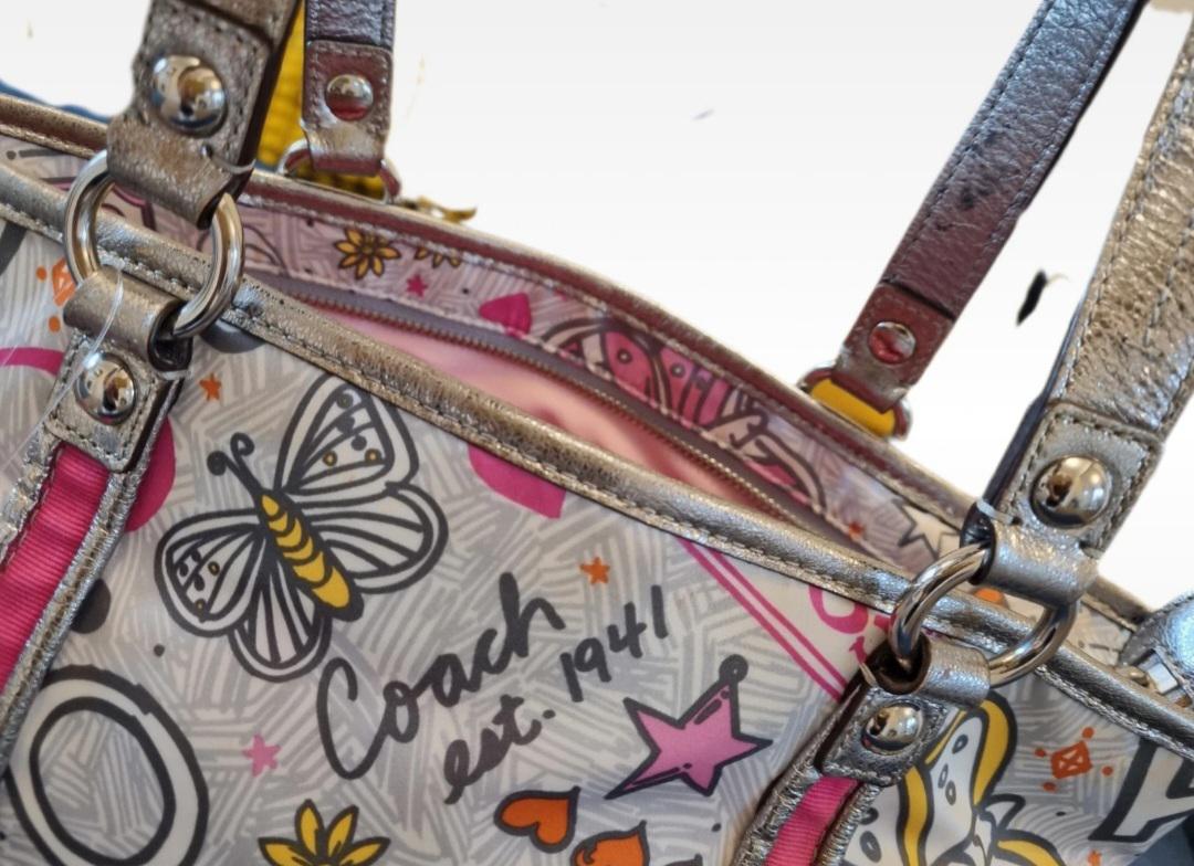 Authentic Y2k Vintage Coach Bandana Graffiti Butterfly Tote